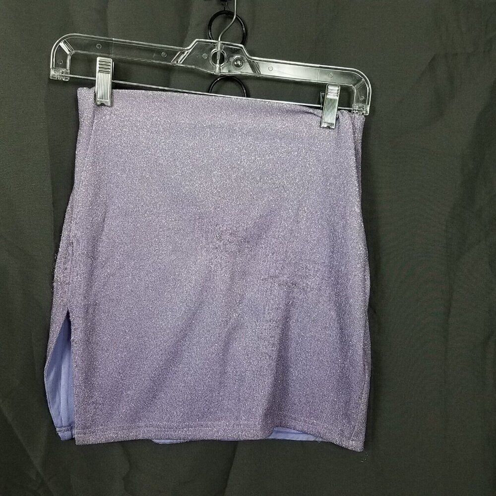 Hey Babe Small Purple Sparkly Pull On Skirt Stretch Lined Concert Date S